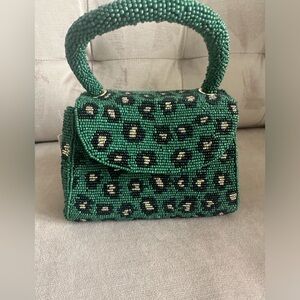 NWT Anthropologie Beaded Leopard Purse